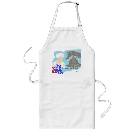 Aangepast lang: Betsy Ross & Liberty Bell Lang Schort (Voorkant)