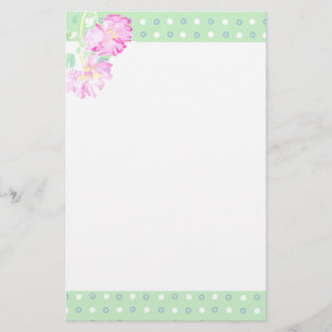 Aangepast laptoppapier, roze rozen, pooldots briefpapier