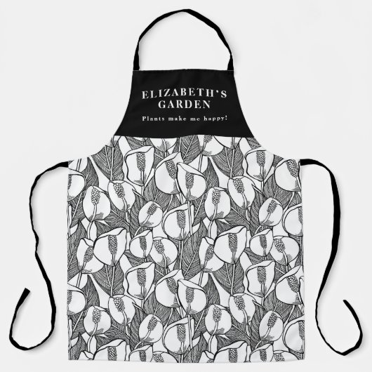 Aangepast lat voor zwart-wit Lily patroon Schort (Voorkant)