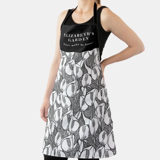 Aangepast lat voor zwart-wit Lily patroon Schort (Insitu)