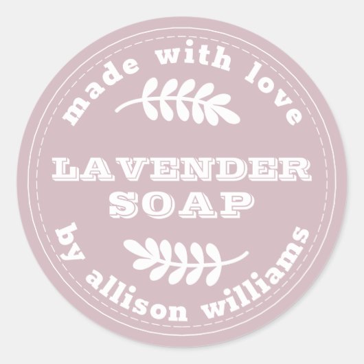 Aangepast lavender-zeepastel Paars Ronde Sticker (Voorkant)