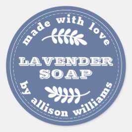 Aangepast lavendezeep blauw ronde sticker