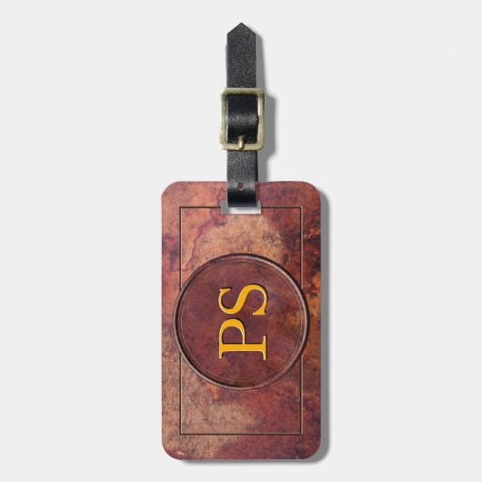 Aangepast  leder monogram of Initiaal Bagagelabel (Voorkant verticaal)