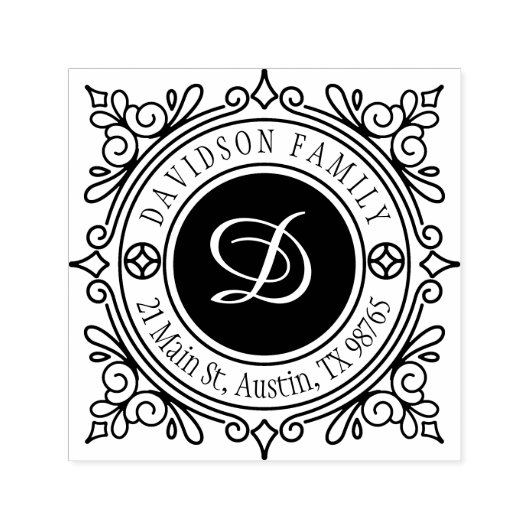 Aangepast legant Classy Monogram Retouradres Zelfinktende Stempel (Design)