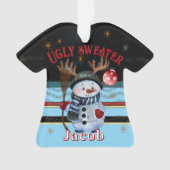 Aangepast lelijk kersttrui- Kerstman met gewei Ornament (voorkant)