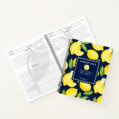Aangepast lemon Patroon Recipe Navy Blue Notitieboek (Binnen)