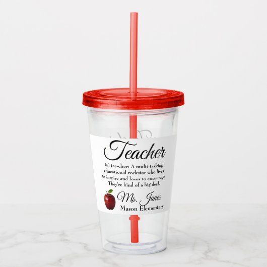 Aangepast leraar Rockstar Acryl Drinkbeker (Voorkant)