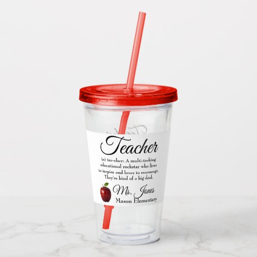 Aangepast leraar Rockstar Acryl Drinkbeker (Achterkant)