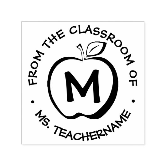 Aangepast leslokaal monogram modern Apple Zelfinktende Stempel (Design)