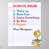 Aangepast leslokaal voor schoolregels poster (Voorkant)