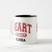 Aangepast lettertype in gestoorde variabiliteit tweekleurige koffiemok (Voorkant links)