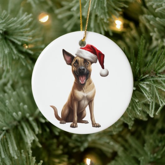 Aangepast leuk Belgische Malinois hond Keramisch Ornament (Boom)