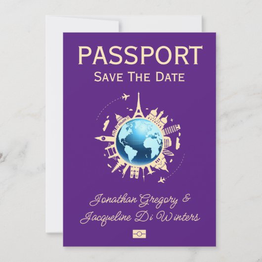 Aangepast leuk bestemmingspaspoort De datum opslaa Kaart (Voorkant)