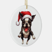 Aangepast leuk Boston Terrier Kerst hond Keramisch Ornament (Rechts)