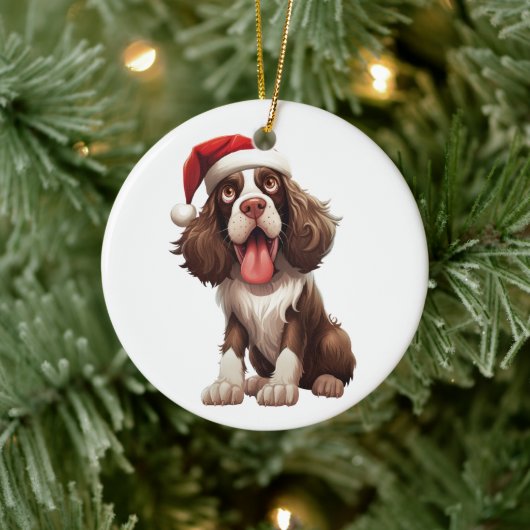 Aangepast leuk Engels Springerspaniel hond Keramisch Ornament (Boom)
