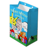 Aangepast leuk knuffel dieren verjaardag medium cadeauzakje (Voorkant Gekanteld)
