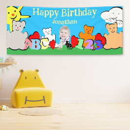Aangepast leuk knuffel dieren verjaardagsfeestje spandoek