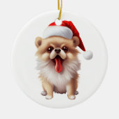 Aangepast leuk Pomeranian Kerst hond Keramisch Ornament (Voorkant)