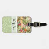Aangepast leuk tropisch ananas fruit bloem motief bagagelabel (Voorkant horizontaal)