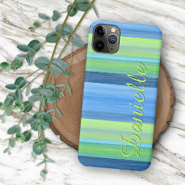 Aangepast leuk zomer kleurrijk chic strepenpatroon iPhone 16 pro max hoesje