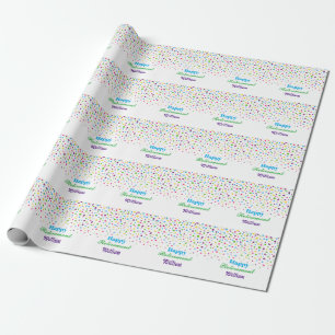 Aangepast Leuke Kleurrijke Confetti Gelukkig Met J Cadeaupapier