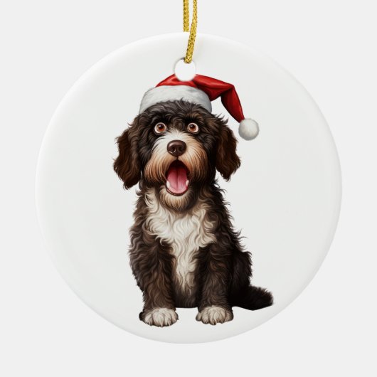 Aangepast leuke Portugese waterhond Keramisch Ornament (Voorkant)