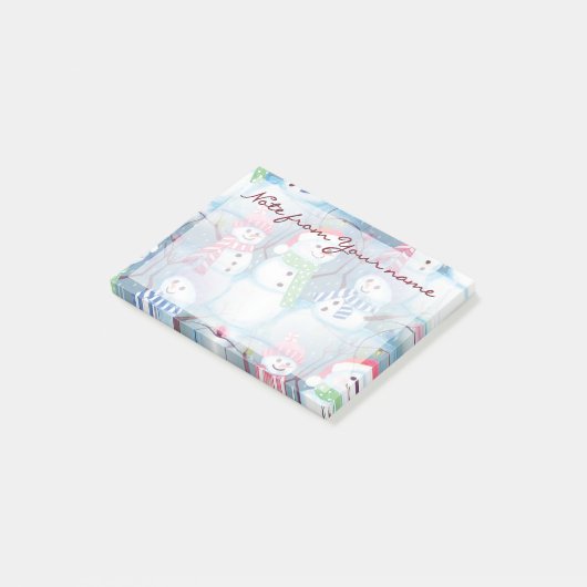 Aangepast Leuke Pret Moppert Holliday Sneeuwmannen Post-it® Notes (Schuin)