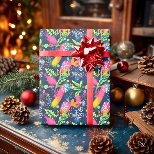 Aangepast Levendig Kerstgroen Kerstmis Cadeaupapier