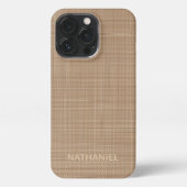 Aangepast licht beige bruin textuur patroon iPhone hoesje (Achterkant)