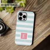 Aangepast licht cyaan pastel blauw wit strepen Case-Mate iPhone case