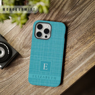 Aangepast Licht Donker Teal Blauw Groen Geruit Pat iPhone 15 Pro Max Case