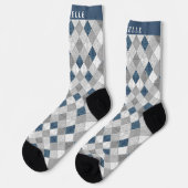 Aangepast licht donkergrijs blauw marmer argyle pa sokken (Links)