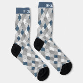 Aangepast licht donkergrijs blauw marmer argyle pa sokken (Rechts)