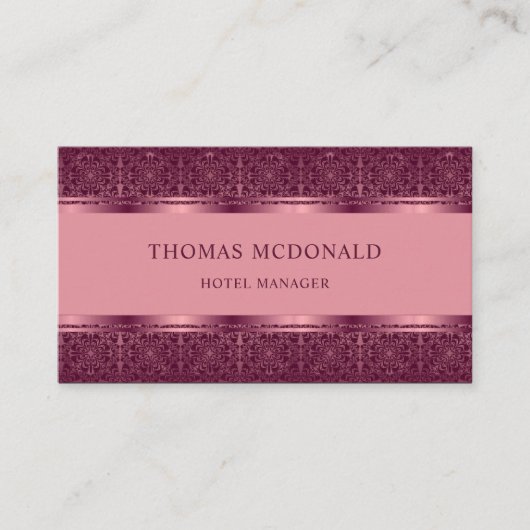 Aangepast Licht Donkerroze Paarse Abstracte Monogr Visitekaartje (Voorkant)