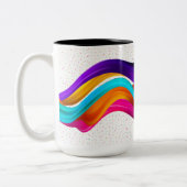 Aangepast licht perzik koraal sinaasappel strepen tweekleurige koffiemok (Links)