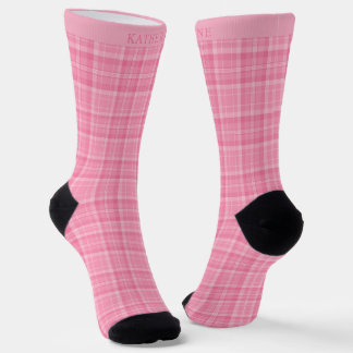 Aangepast Licht Roze Donkerroze Geruit Patroon Sokken