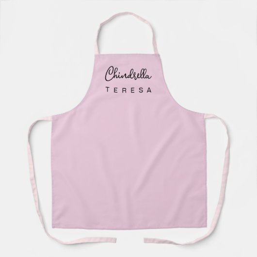 Aangepast Licht Roze Minimalistisch Monogram Ontwe Schort (Voorkant)