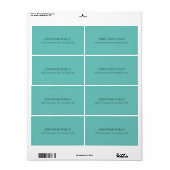 Aangepast Licht Teal Blauw Groen Verzendadres Etiket (Full Sheet)