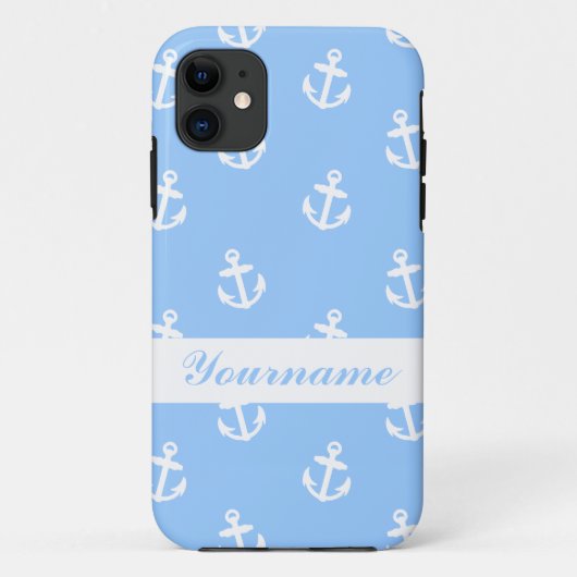 Aangepast Lichtblauw Anker Case-Mate iPhone Case (Achterkant)
