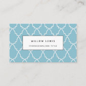 Aangepast lichtblauw Marokkaans Lattice Modern Visitekaartje (Voorkant)