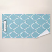 Aangepast lichtblauw Marokkaans stoppatroon Badhanddoek (Badhanddoek)