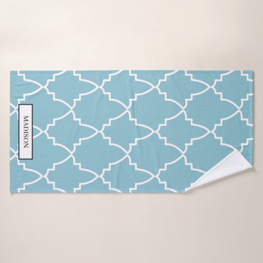 Aangepast lichtblauw Marokkaans stoppatroon Badhanddoek (Badhanddoek)