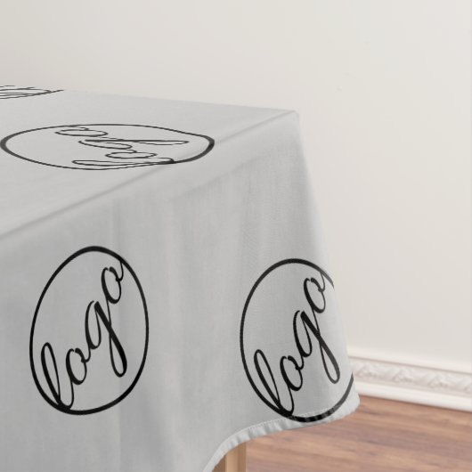 Aangepast lichtgrijs Show Logo Business Tafelkleed (Voorbeeld)