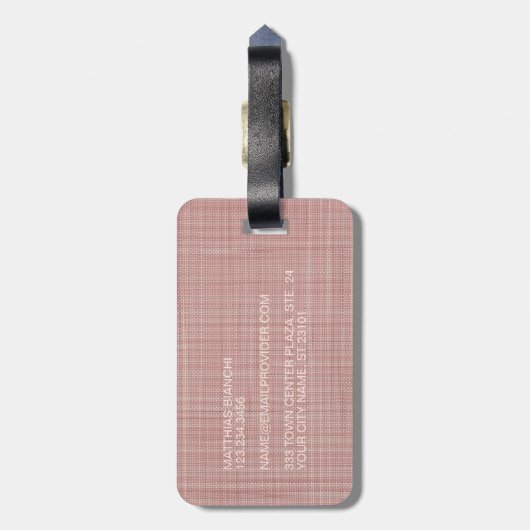 Aangepast lichtpasta droog Roos Blush roze kleur Bagagelabel (Achterkant verticaal)