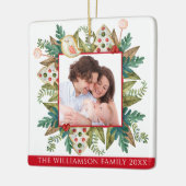 Aangepast Lijst Foto Greenery en Holiday Cookies Keramisch Ornament (Links)