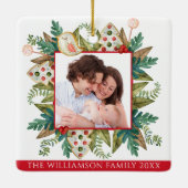 Aangepast Lijst Foto Greenery en Holiday Cookies Keramisch Ornament (Achterkant)