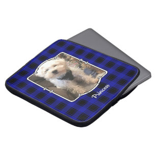 Aangepast Lijst Klassiek blauw en zwart geplakt Laptop Sleeve