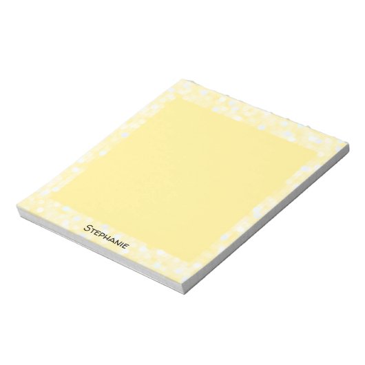 Aangepast Lijst van Canarische Gele Bokeh Notitieblok (Linkerzijde)