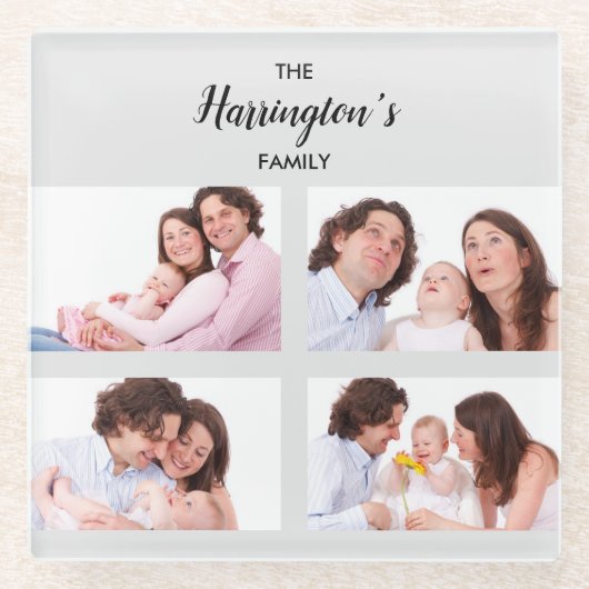 Aangepast Lijst voor Collage Rectangle Foto's uit  Glazen Onderzetter (Voorkant)