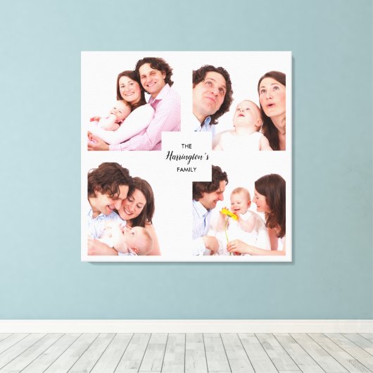 Aangepast Lijst voor fotocollage-inktpatroon met v Canvas Afdruk (Insitu (Houten vloer))